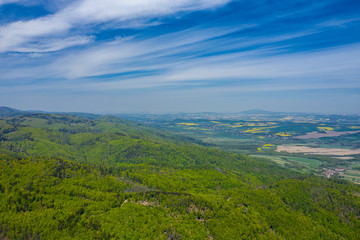 Aerial view of Owl Mountains, Poland, Lower Silesia.