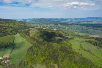 Fototapeta na wymiar Aerial view of Owl Mountains, Poland, Lower Silesia.