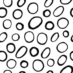 Abstract pattern with round shapes. Ovals placed in a chaotic manner. Color 2020. Vector seamless texture.