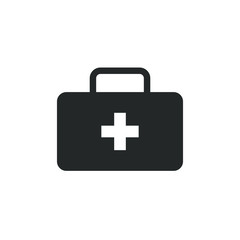 Simple icon of a first aid kit isolated on white background