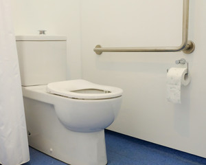 Closeup white bathroom, Interior element, clean and comfort bathrooms concept.
