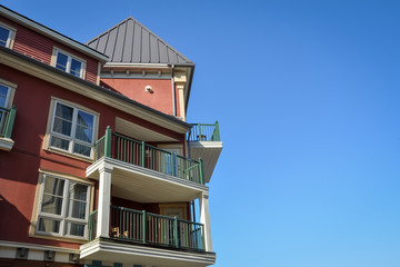 Exterior of building in blue sky