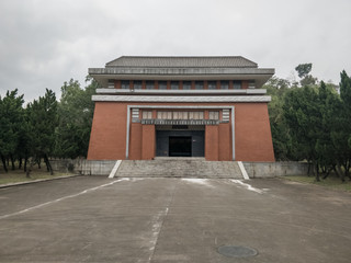 Chinese temple shrine building red bricks 