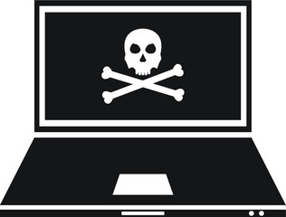 Computer virus skull and crossbones vector icon