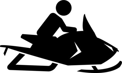 Snowmobile vector icon simple with driver