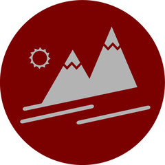 winter season mountains with sun vector icon