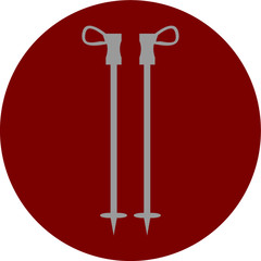 winter skiing poles recreation vector icon