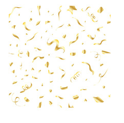 Vector confetti seamless pattern. Golden shapes on a white background