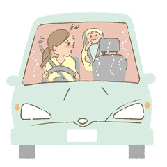 夏　熱中症　車内の親子