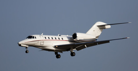 Private light jet during landing