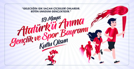 Milli Mucadelenin 101. Yılı, 19 mayıs Ataturk'u Anma, Gençlik ve Spor Bayramı, translation: 19 may Commemoration of Ataturk, Youth and Sports Day, 101th Year National Mucadelen.