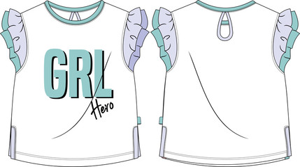 Girls t shirt model hero print textile template