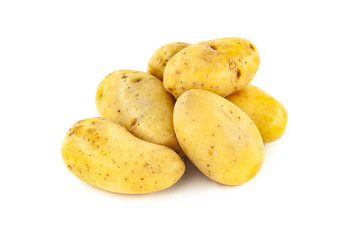 Young potatoes isolated on white background. Harvest new. 