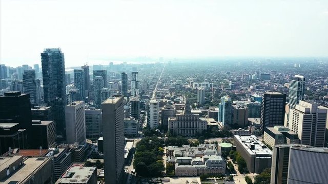 City Hall and Nathan Phillips Square Drone Video DowntownToronto Ontario Canada