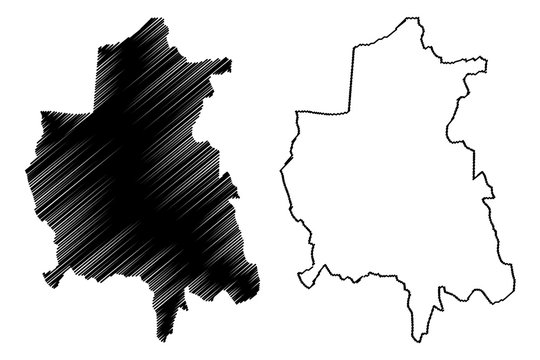 Leskovac City (Republic of Serbia, Jablanica District) map vector illustration, scribble sketch City of Leskovac map