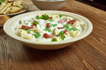 Chorizo Alfredo Tortellini Soup