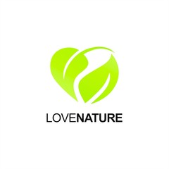 Nature Love Logo green leaf Design
