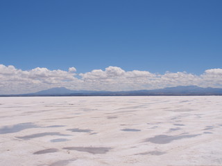 The world's largest salt flat, Uyuni Salt Flat, Salar de Uyuni, Bolivia. Copy space for text