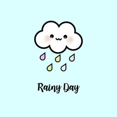 smiling clouds on a rainy day. showing a refreshing mood. vector, illustration