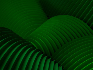 Abstract backgorund with curved green stripes and waves. 3d render. Perfect illustration for placing your text or object. Backdrop with copyspace in minimalistic style. Minimalist background