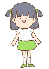 つかれたいらすと　笑顔の女の子