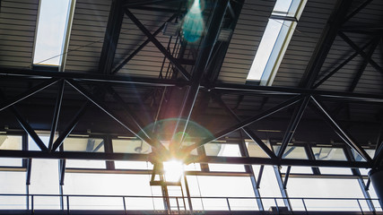 ceiling of an airport hall of industrial appearance