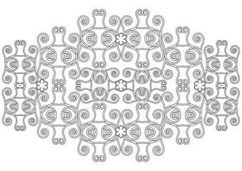 the original pattern. isolated, monochrome ornament. black-and-white outline drawing by hand. coloring, embroidery, decor, template, print.