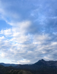 Obraz premium Caucasus mountain against the blue sky. Dagestan. Trees, rocks, mountains. Mountain landscape