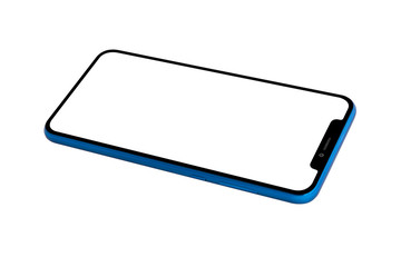 Blue Modern Isolated Smart Phone. Blank screen for mockup.
