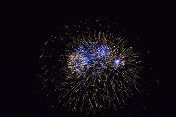 Colorful fireworks in the night sky, Ostfildern, Germany