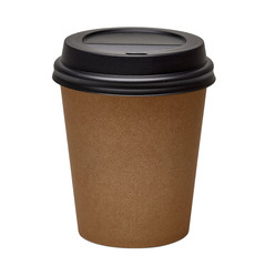 Blank disposable takeaway kraft coffee cup isolated on white background including clipping path
