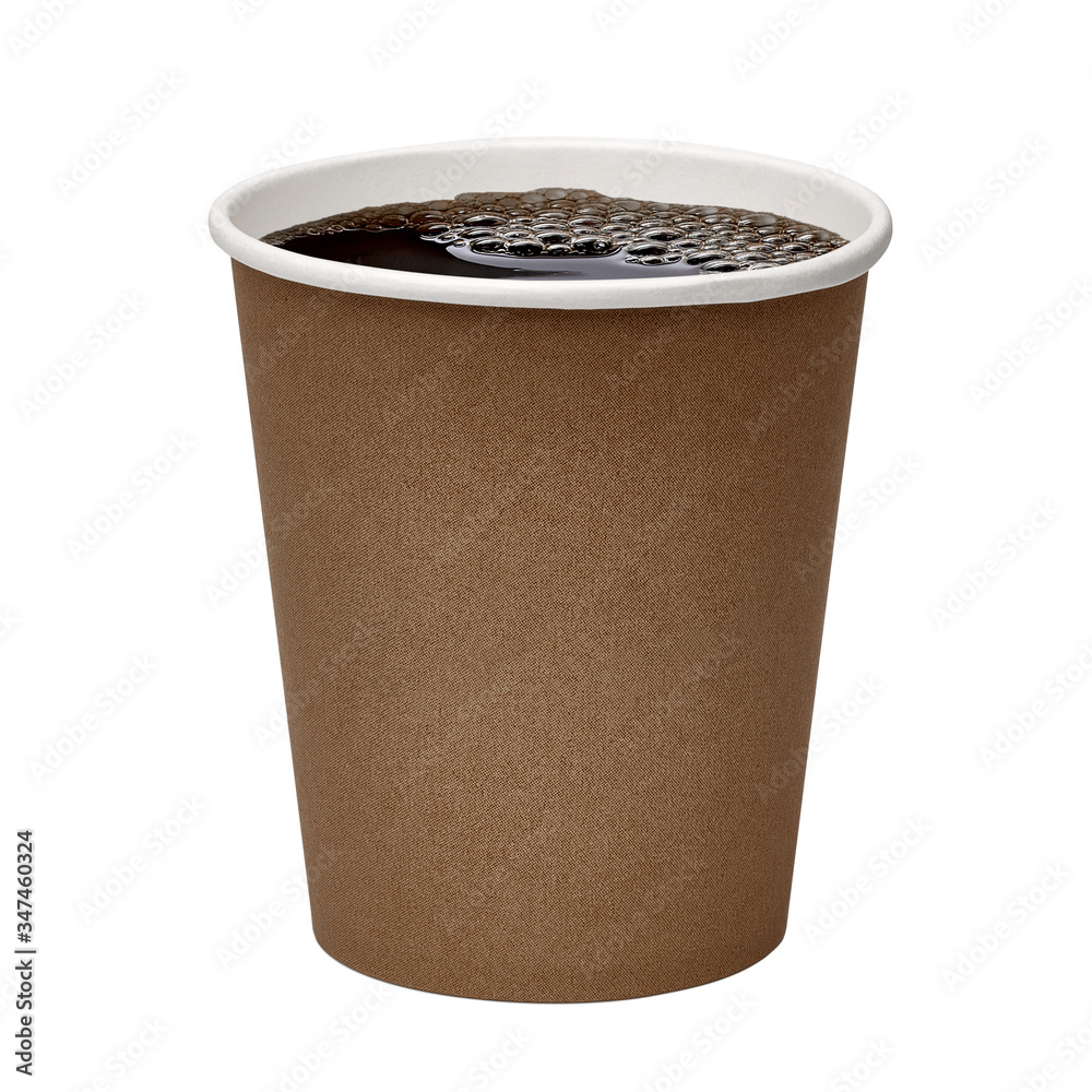 Wall mural blank disposable takeaway kraft coffee cup isolated on white background including clipping path