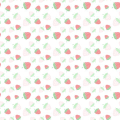 Seamless background with fresh strawberries painted with watercolors. Bright juicy berries. Easy simple outline style