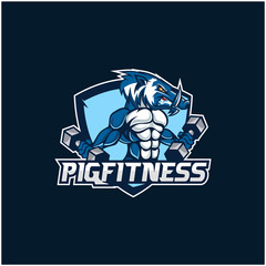 Vector fitness body with pig head