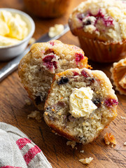 Closeup of a Blueberry and Cranberry Muffin