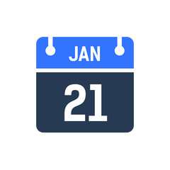 Calendar Date Icon - January 21 Vector Graphic