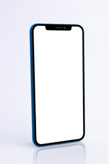Blue Modern Isolated Smart Phone. Blank screen for mockup.