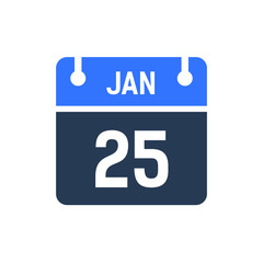 Fototapeta premium Calendar Date Icon - January 25 Vector Graphic