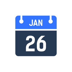 Calendar Date Icon - January 26 Vector Graphic
