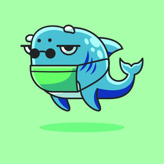 Cute cartoon animal creature in the sea celebrating for world ocean day