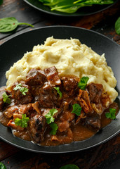 Fried Liver, bacon in onion gravy with mashed potato