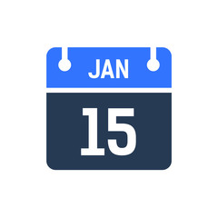 Calendar Date Icon - January 15 Vector Graphic