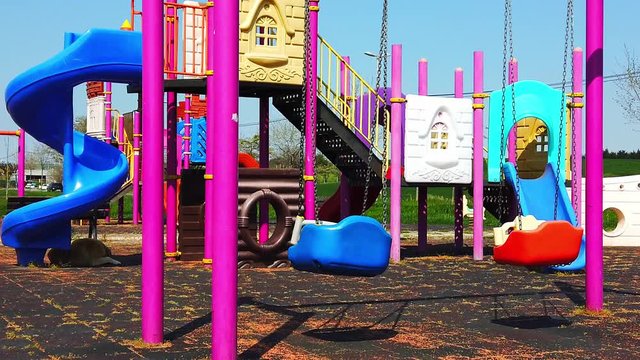 Empty children's playground. No people.