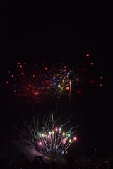 Colorful fireworks in the night sky, Ostfildern, Germany