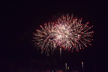 Colorful fireworks in the night sky, Ostfildern, Germany