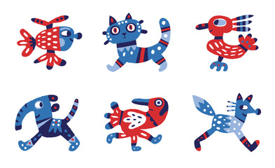 set of funny animals, 6 abstract avatars