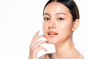 Beautiful Young Asian Woman with Clean Fresh Skin. Face care, Facial treatment, Cosmetology, beauty...