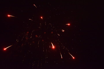 Fototapeta na wymiar Colorful fireworks in the night sky, Ostfildern, Germany