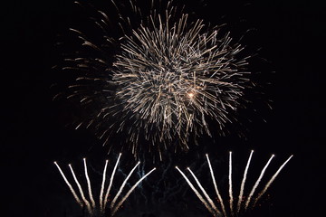 Colorful fireworks in the night sky, Ostfildern, Germany