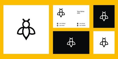 Fototapeta na wymiar bee logo design vector and business card